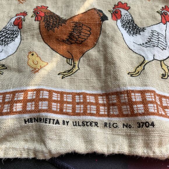 Ulster Weavers "Henrietta" Chickens Roosters Irish Linen Tea Towel 1 7x 25 VTG - Picture 3 of 10